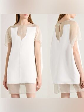 New KHAITE Winona paneled crepe and chiffon mini dress $2,200 M